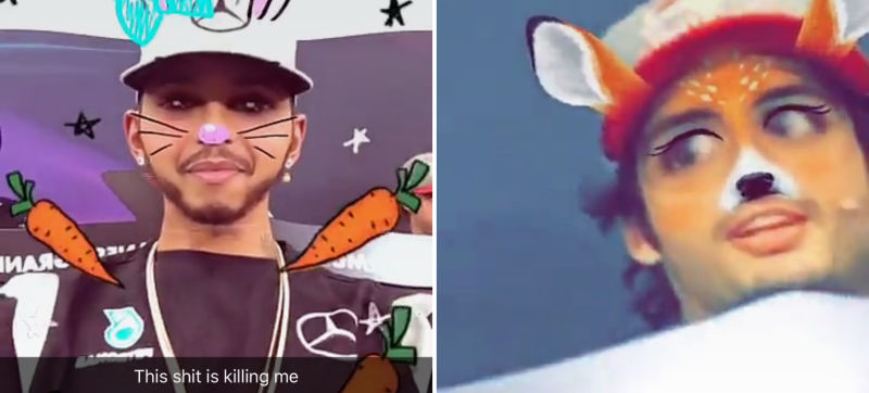 Screencaps via Lewis Hamilton’s Snapchat